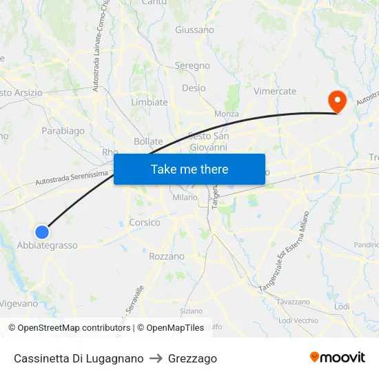 Cassinetta Di Lugagnano to Grezzago map
