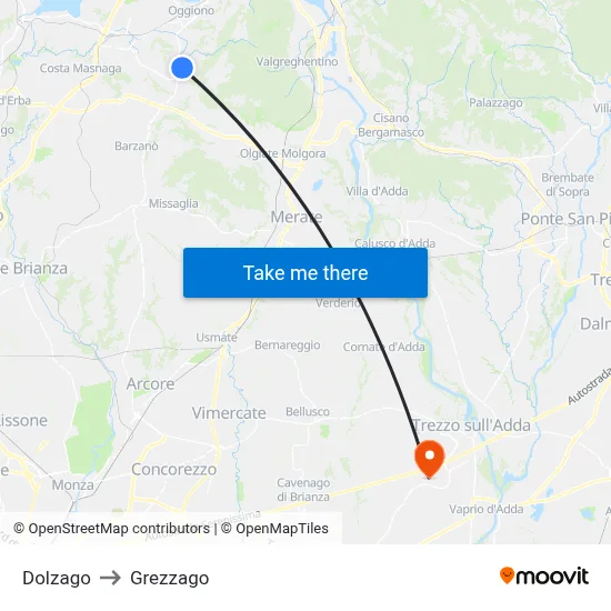 Dolzago to Grezzago map