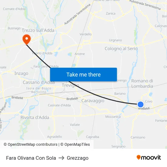 Fara Olivana Con Sola to Grezzago map