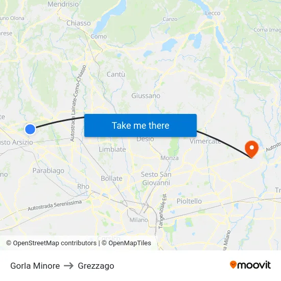 Gorla Minore to Grezzago map