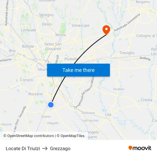 Locate di Triulzi to Grezzago map