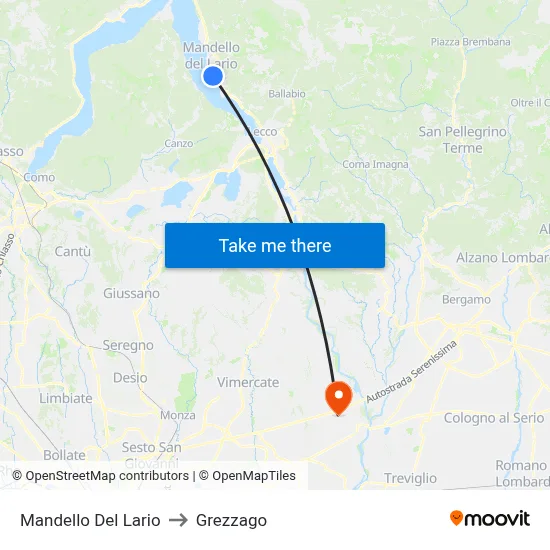 Mandello Del Lario to Grezzago map