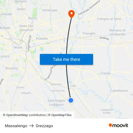 Massalengo to Grezzago map