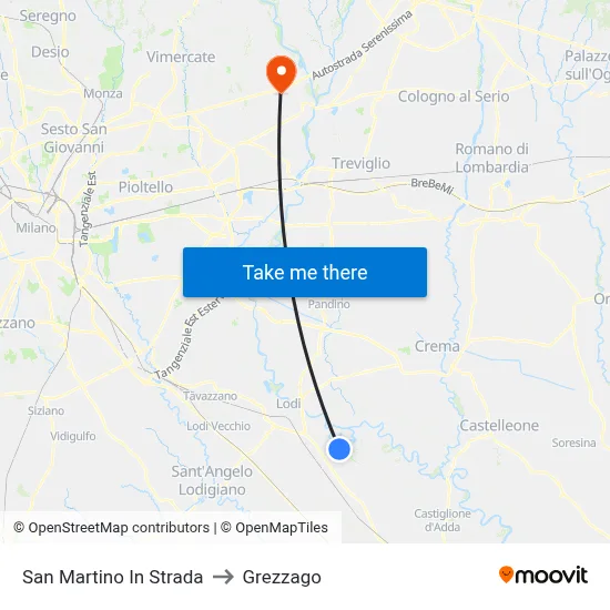 San Martino In Strada to Grezzago map