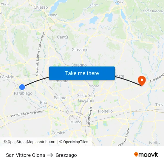 San Vittore Olona to Grezzago map