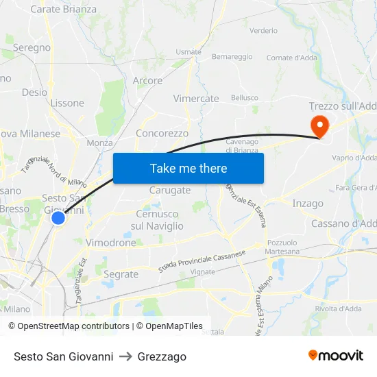 Sesto San Giovanni to Grezzago map