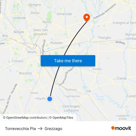 Torrevecchia Pia to Grezzago map