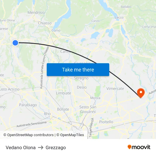 Vedano Olona to Grezzago map
