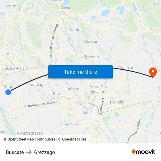Buscate to Grezzago map