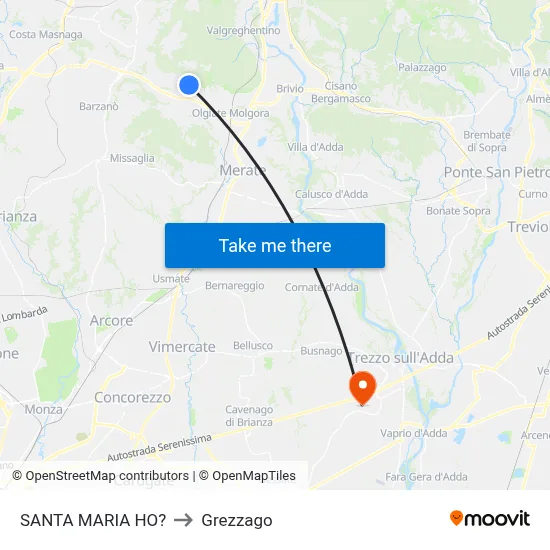 Santa Maria Ho? to Grezzago map