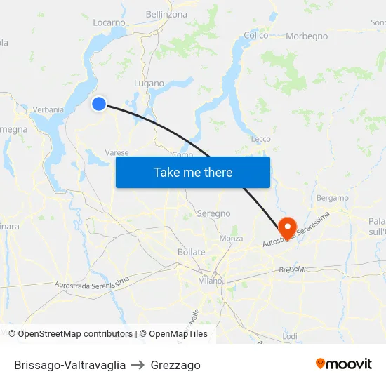 Brissago-Valtravaglia to Grezzago map