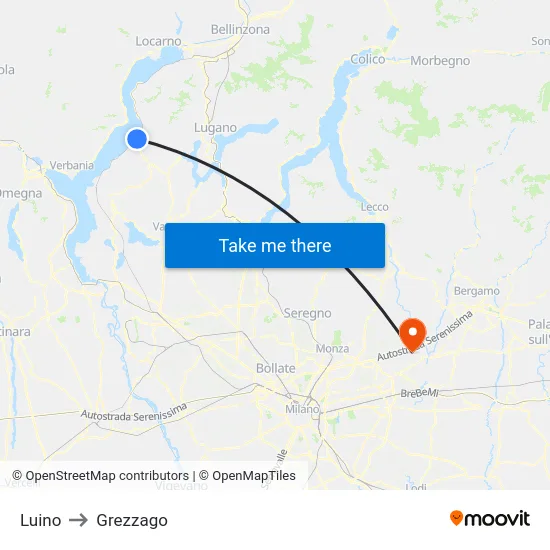 Luino to Grezzago map