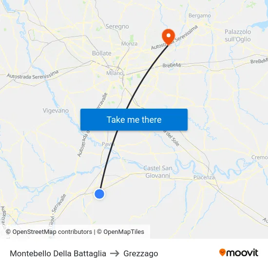 Montebello Della Battaglia to Grezzago map