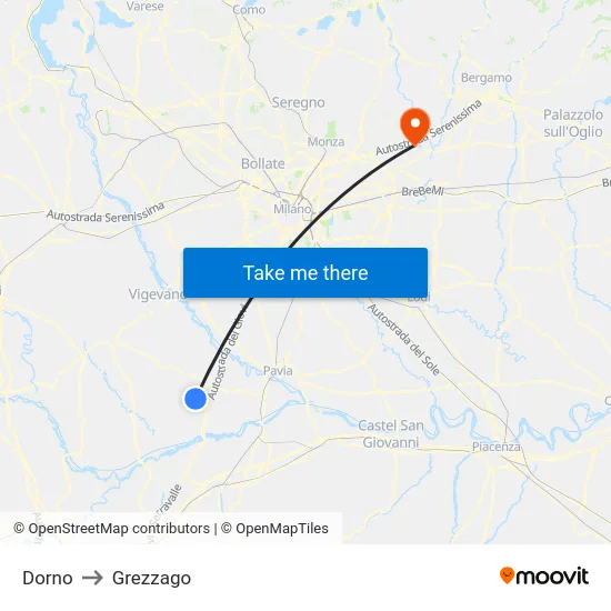 Dorno to Grezzago map
