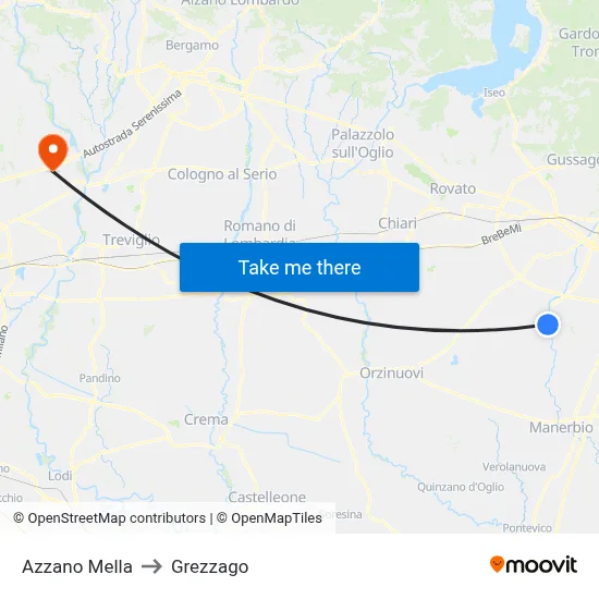 Azzano Mella to Grezzago map