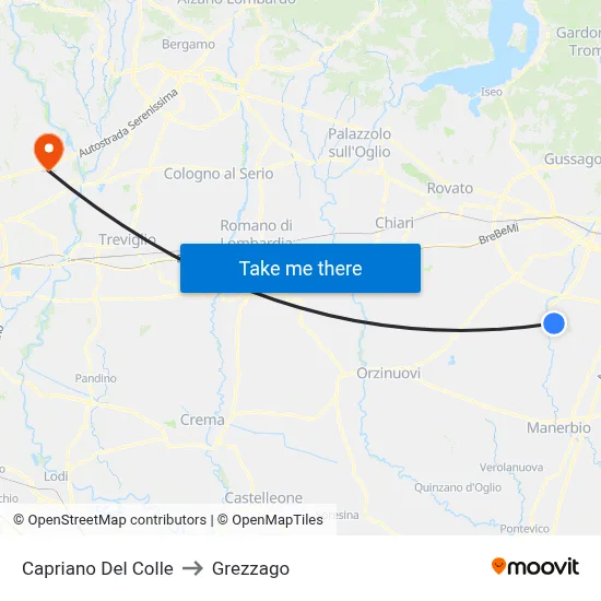 Capriano Del Colle to Grezzago map