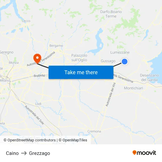 Caino to Grezzago map
