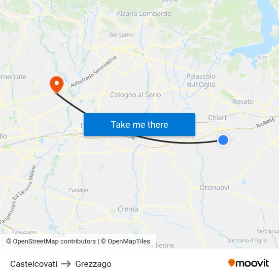 Castelcovati to Grezzago map