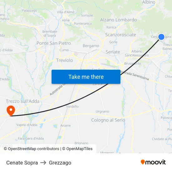 Cenate Sopra to Grezzago map