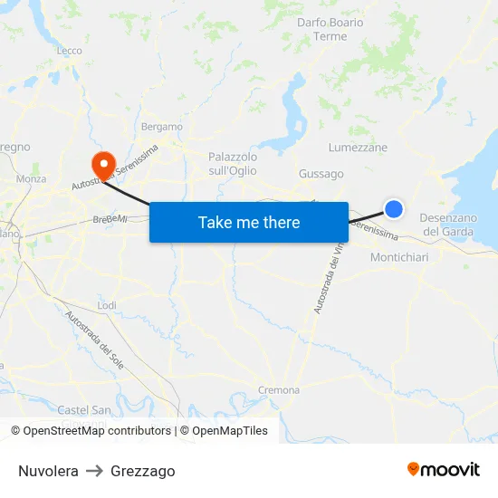 Nuvolera to Grezzago map