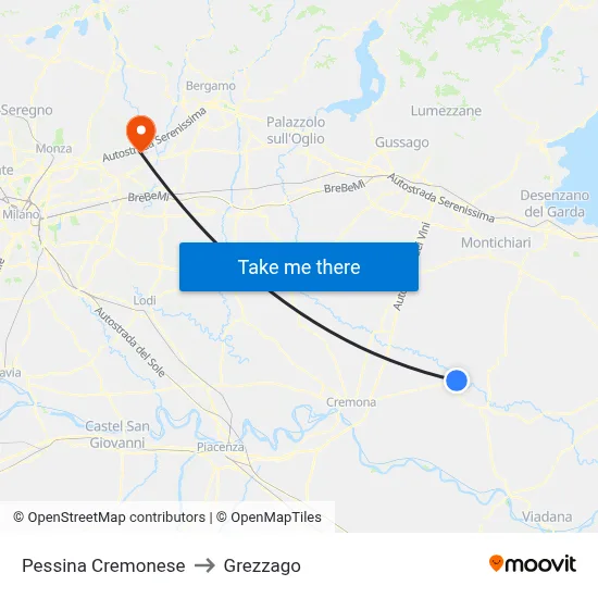 Pessina Cremonese to Grezzago map