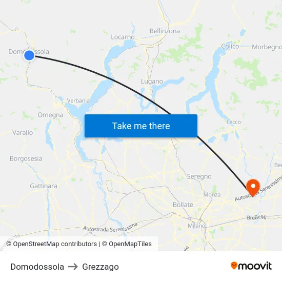 Domodossola to Grezzago map