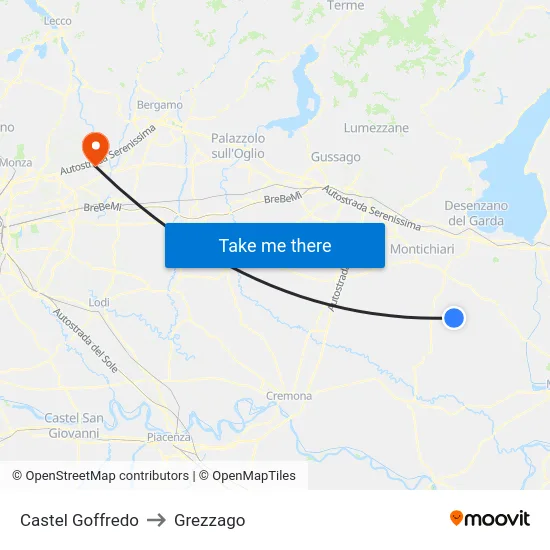 Castel Goffredo to Grezzago map