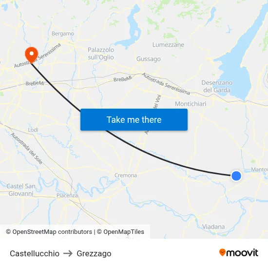 Castellucchio to Grezzago map