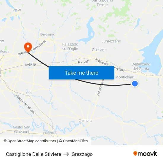 Castiglione Delle Stiviere to Grezzago map