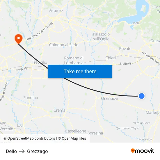 Dello to Grezzago map