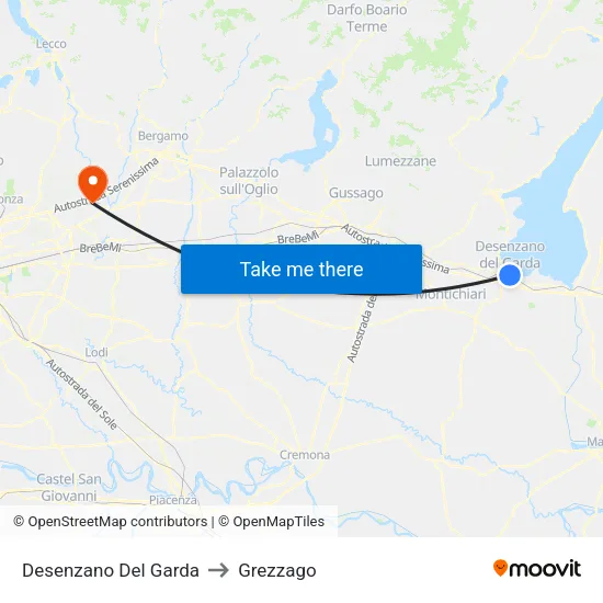 Desenzano del Garda to Grezzago map