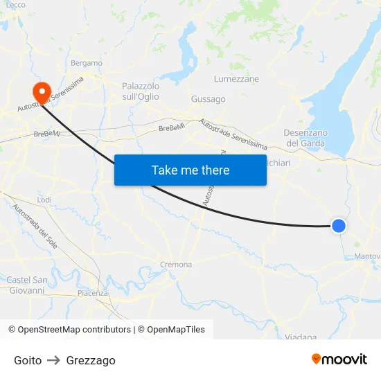 Goito to Grezzago map