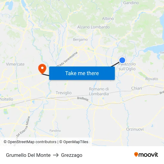 Grumello Del Monte to Grezzago map