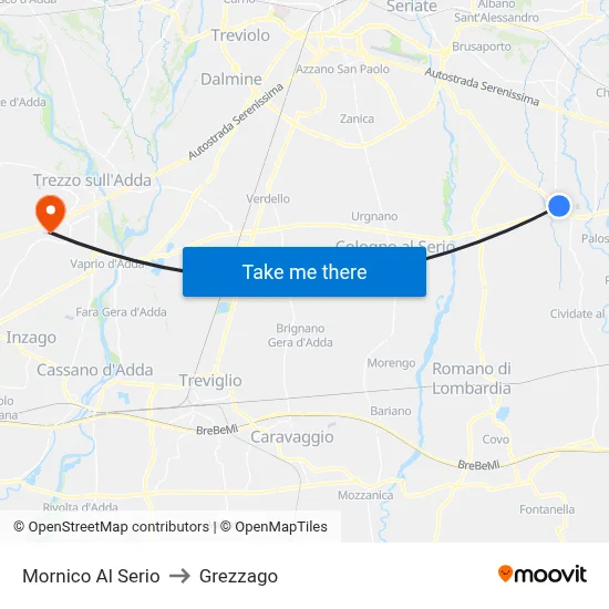 Mornico Al Serio to Grezzago map
