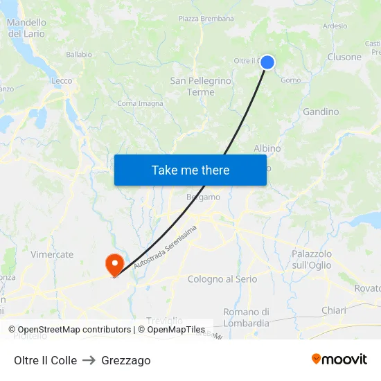 Oltre Il Colle to Grezzago map