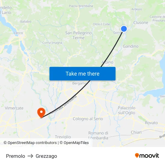 Premolo to Grezzago map
