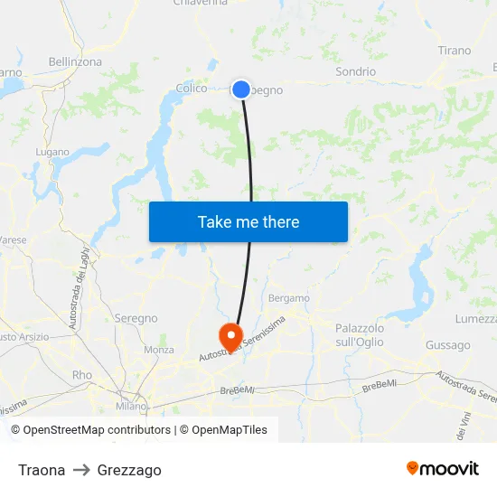 Traona to Grezzago map