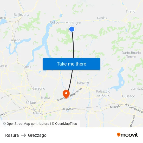 Rasura to Grezzago map