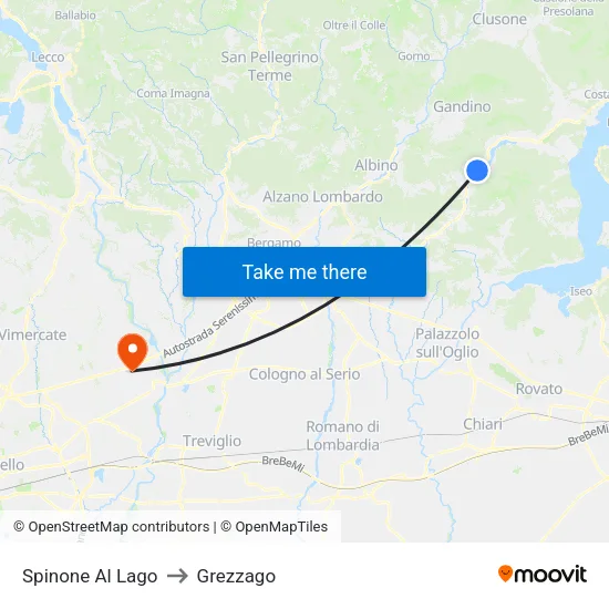 Spinone Al Lago to Grezzago map