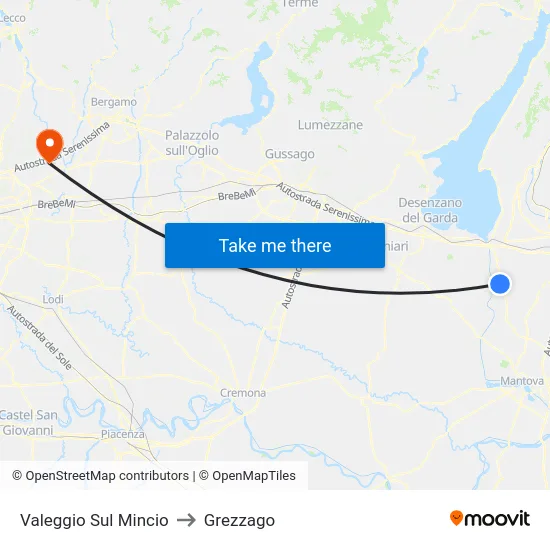 Valeggio Sul Mincio to Grezzago map