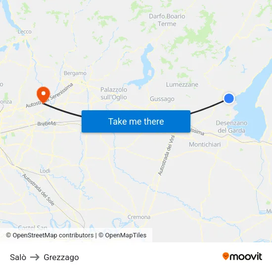 Salò to Grezzago map