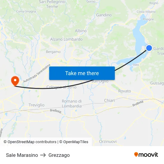 Sale Marasino to Grezzago map