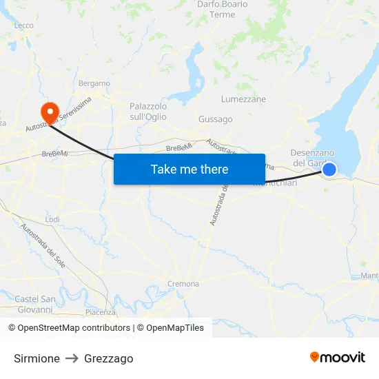 Sirmione to Grezzago map