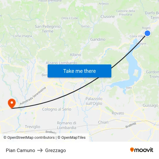Pian Camuno to Grezzago map