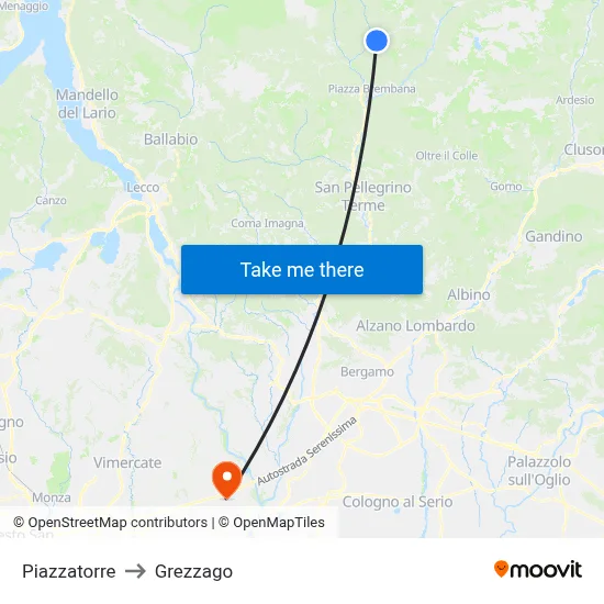 Piazzatorre to Grezzago map