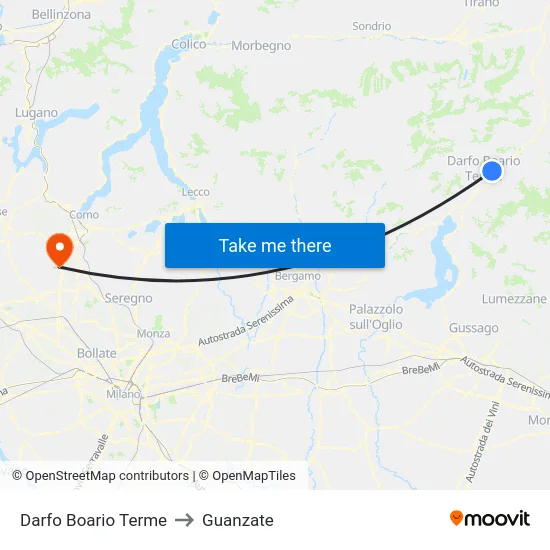 Darfo Boario Terme to Guanzate map