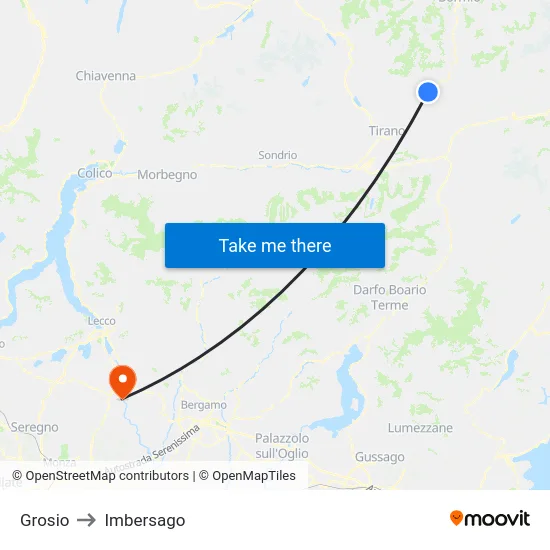 Grosio to Imbersago map
