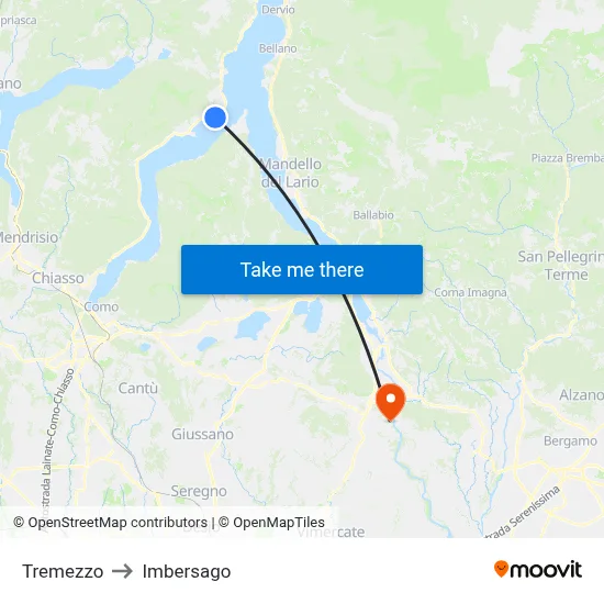 Tremezzo to Imbersago map