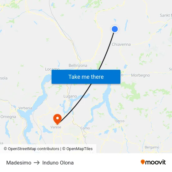 Madesimo to Induno Olona map