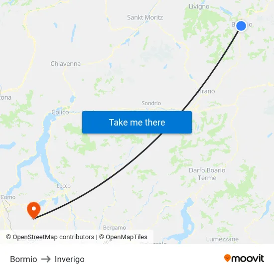 Bormio to Inverigo map